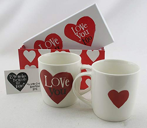The Brightside Valentines Mug Set of 2 Love you Love you too Gift Boxed
