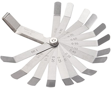 Hicello Set di 16 lame con spessimetro, per misurazione metrica imperiale, strumento manuale in acciaio al carbonio, strumento di misurazione dello spessore (0,05-1,0 mm)