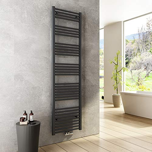 Heilmetz® Bad Heizkörper 500 x 1800 mm Handtuchtrockner Antrazit Bad-Heizkörper Handtuchheizkörper Mittelanschluss Heizung 739 Watt Leistung Handtuchwärmer