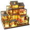 Spilay Dollhouse Kit de meubles miniature en bois à faire soi-même, mini modèle de cour japonaise plus fait à la main avec et boîte à musique, jouet créatif à l'échelle 1:24 pour cadeau adulte