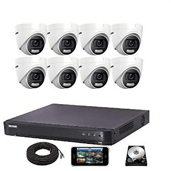 4K Hikvision CCTV System DVR 5MP 8CH Dome Camera 20M IR 2.8mm fixed lens IP67 - DS-2CE72HFT-F28 (8 Cameras, 4TB)