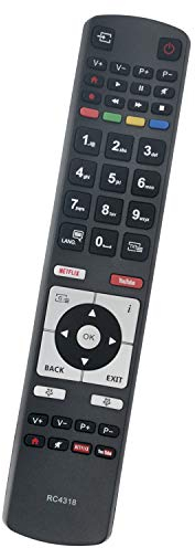 ALLIMITY RC4318P sostituzione telecomando per Telefunken 4K TV with NetFlix Youtube 39DTF523 C49U446A D32F289M4CWII D32H287M4CWI TE49292S31Q2P XF40G511 XF49G511 XH24G501VD XH32G511D XU49G521