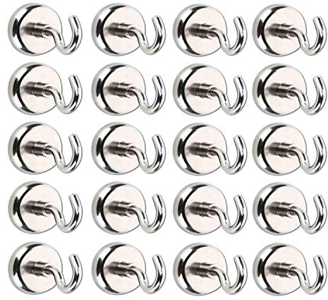 Magnet Haken,Magnete mit Haken, Magnethaken,Super Starker Neodym Magnetischer Haken Einsatzbereich Küche Badezimmer Schlafzimmer Garage Schließfächer Büro Kühlschrankmagnet Schlüsselhalter (20 Stück)