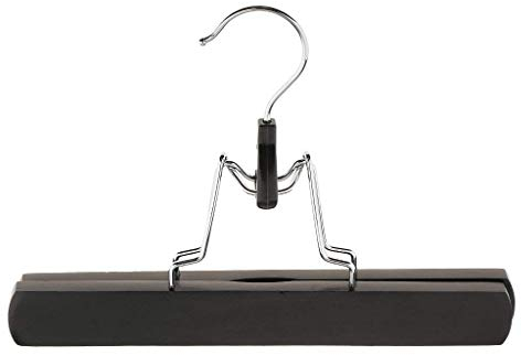 5 Stück Holz Perücke Kleiderbügel mit 360 Grad drehbar Haken, Hosenspanner Klemmbügel Hosenbügel aus Holz für Haarverlängerung, Röcke, Hosen Schwarz