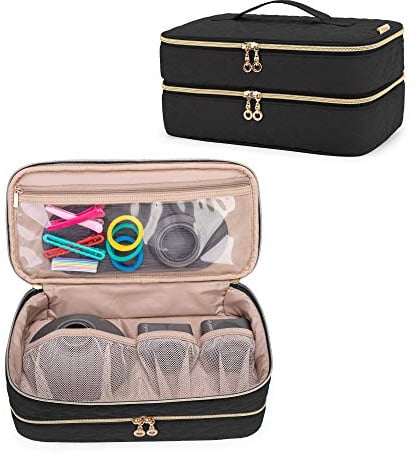 Teamoy Travel Case Compatible with Dyson Supersonic Hair Dryer, Travel Organiser Bag for Dryer and Attachments, Double-Layer Carrying Case, Black