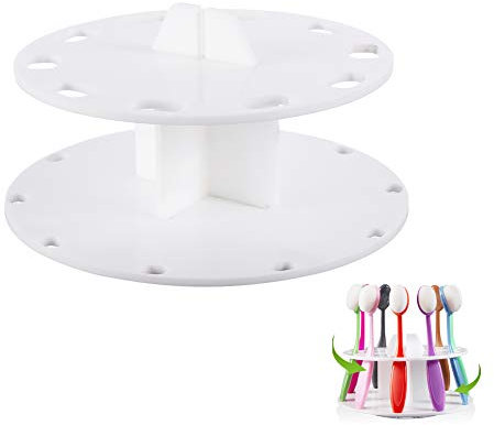 Yoseng Pinselhalter mit 10 Löchern, Acryl, drehbar, für ovale Tintenmischpinsel (weiß)
