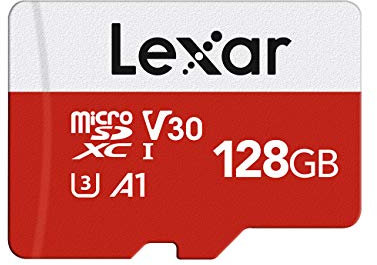 Lexar Micro SD Card Up to 100/30MB/s(R/W), 128G MicroSDXC Memory Card + SD Adapter with A1, C10, U3, V30, 4K Video Recording, TF Card