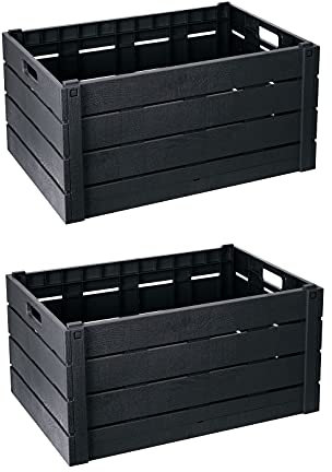 2 x DARK Wood Effect Folding Crates