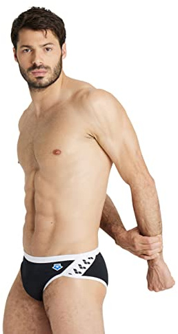 ARENA Herren Mens Icons Swim Briefs Solid Badehosen Slip, Black-white, 44 EU