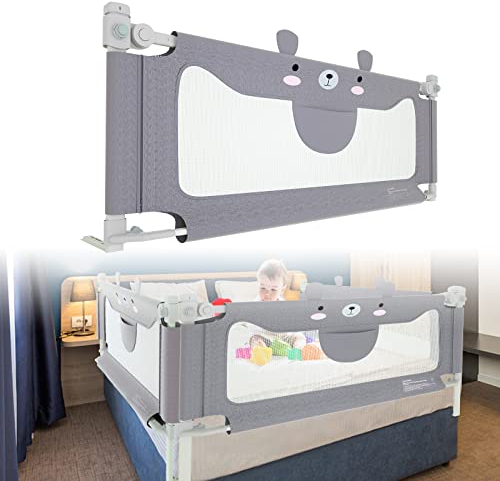 LARS360 200 cm Kinderbettgitter Bettgitter Fallschutz Sicherheitsgitter Höhenverstellbares Bett Absturzsicherung Bettrailing Gitterbett für Kleinkinder Babys und Kinder