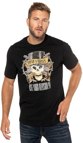 JP 1880 Hommes Grandes Tailles L-8XL T-Shirt col Rond Manches Courtes imprimé Noir 8XL 716625100-8XL