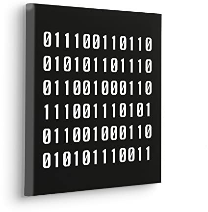 Komar Keilrahmenbild im Echtholzrahmen - Typo Naughty Binary - Größe 40 x 40 cm - Wandbild, Kunstdruck, Wanddekoration, Design, Wohnzimmer, Schlafzimmer
