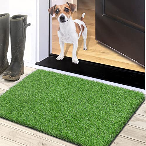 TREETONE Paillasson en gazon artificiel, gazon épais, tapis d'intérieur/extérieur, parfait pour entrée, patio, pelouse, tapis d'herbe réaliste pour chien, 50,8 x 76,2 cm