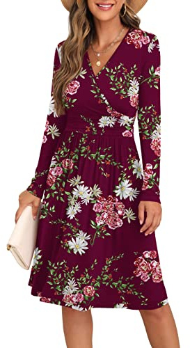 GRECERELLE - Robe d'été à nouer pour femme avec manches courtes et col en V - Robe décontractée à volants avec imprimé floral pour la plage', XL