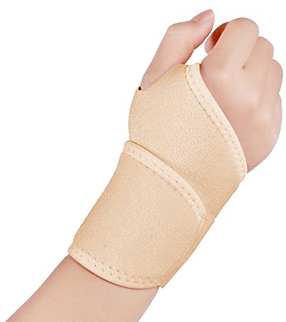 yeloumiss Handgelenkstütze Sport Elastische Handgelenkbandage Handgelenk Unterstützung Verstellbare Handbandage für Sport Schutz und Alltag Einheitsgröße für Linke oder Rechte Hand 1 Stücke (Beige)