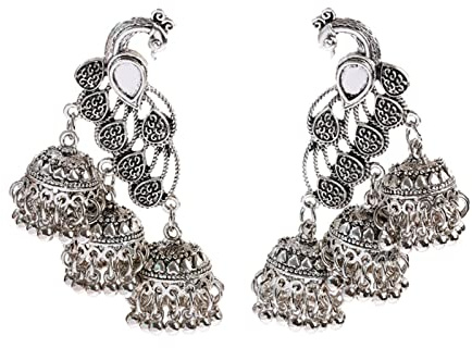Indische Tribal Silber Farbe Pfau Zigeuner Ohrringe Für Frauen Boho Vintage Quaste Hochzeit Ohrringe Schmuck Kleiderbügel