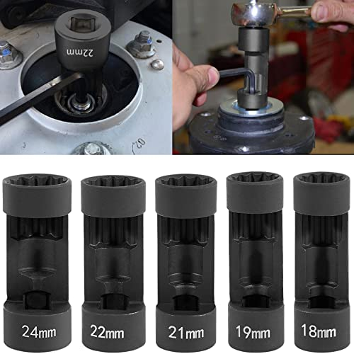 5 Stück Muttern-Stecknuss, Federbein-Stecknuss-Werkzeug, 12-Punkt-1/2-Antrieb, Federbein-Muttern-Stecknuss, 18 mm, 19 mm, 21 mm, 22 mm, 24 mm
