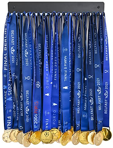 Stabiler Blank Medaillenaufhänger Halter Wandrahmen mit 20 Haken zum Aufhängen, Medaillenband Rack Display Laufpreise und Ehren, motivierende Geschenke für Sportspieler, einfache Installation