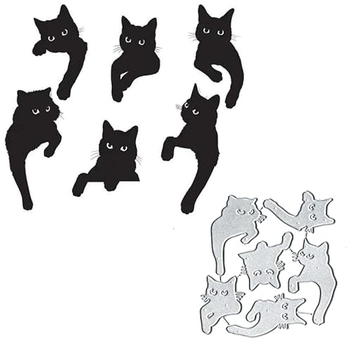 TingZVen 6 Stück/Set Metall-Stanzformen, Katzen-Design für DIY-Scrapbooking, Grußkarten, Einladungen & mehr