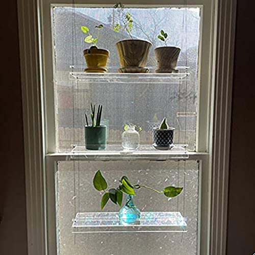haiaxx Acrylique fenêtre Plante étagères Clair Suspendu Flottant étagère Murale Pot de Fleur Support fenêtre Plante étagère 3#