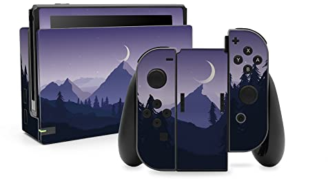 Folien Skin für Spiele Konsole Joy-Con und Ladestation Aufkleber Set Top Schutz gegen Kratzer Design Sticker Cover passgenau selbstklebend RX021 (Nr. 2 Berge)