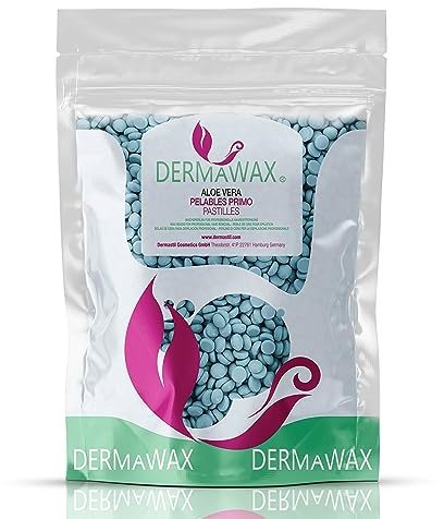 Dermawax 400g Aloe Vera Waxperlen für Haarentfernung – Brazilian Waxing, Intimbereich, Beine, Gesicht- Enthaarung ohne Wachsstreifen, Sanfte Haarentfernung für empfindliche Haut (0,4 kg, Aloe Vera)