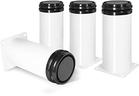 Masendelk Lot de 4 pieds de meubles ronds en acier inoxydable de 12,7 cm - Pieds réglables en métal blanc pour table basse, armoire, bureau, canapé, étagères