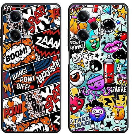 Abuenora Funda para Xiaomi Redmi Note 12 Pro 5G, [2 Piezas] Carcasa Silicona Slim Flexible Antigolpes con Protección de Cámara Case con Dibujos Grupo A