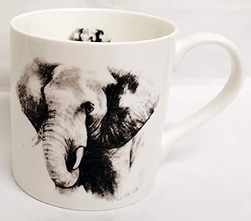 Rainbow Decors Balmoral Grande tasse en porcelaine anglaise Motif éléphant Gris 400 ml