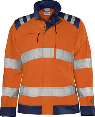 Fristads Grüne Warnschutzjacke Damen Klasse 3 4068 GPLU - Größe L - Warnschutzorange/Marineblau