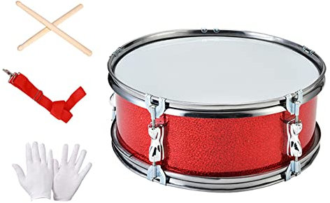 LOVIVER Caisse claire 11 avec gants Instruments de musique légers Instrument à percussion pour enfants enfants adultes cadeaux, Rouge