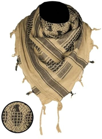 Großer Shemagh-Schal, arabischer Militär, taktischer Wüstenschal, Pali-Tuch 110 x 110 cm, 100% Baumwolle, für Männer und Frauen (khaki/schwarz/Granate/Pineapple)