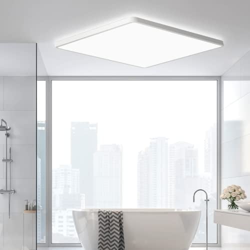 MLOQI LED Deckenleuchte Flach Küchenlampe, 42W, 5000K Tageslichtweiß, 40x40cm, IP44 Wasserdicht Deckenlampe für Wohnzimmer Schlafzimmer Badezimmer