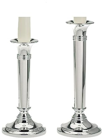 SILBERKANNE Kerzenleuchter Sylt 2er Set (H 23 cm & 18 cm) Silber Plated Versilbert Elegante Tischdeko Inkl. Geschenkbox