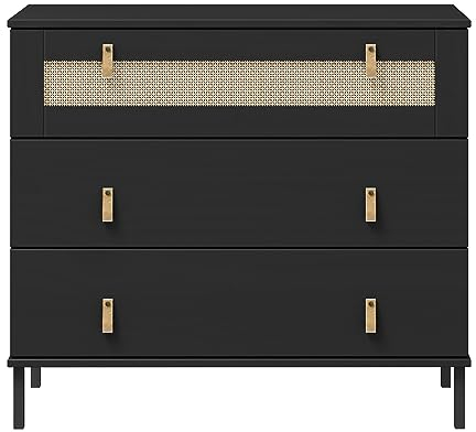 Woodroom Valencia - Sideboard Kiefer massiv lackiert 90x80x40 cm Kommode Schrank schwarz