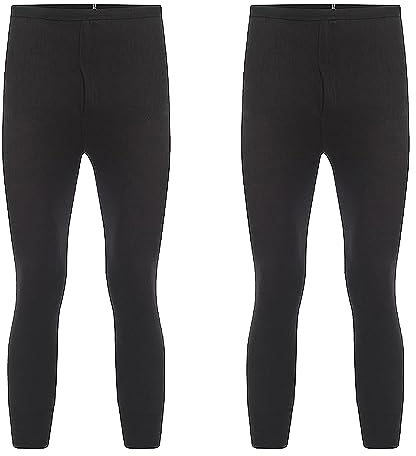 Heatwave Pack of 2 Boys Thermal Trousers Long Johns Black Winter Warm Underwear Baselayer Camping Ski Pants School wear, 12-13 Years Black