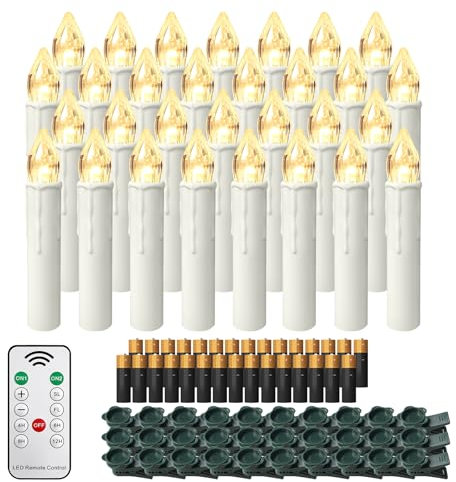 Froadp LED Kerzen mit Fernbedienung Timerfunktion und Batterie Flammenlose Weihnachtskerzen Kabellos Warmweiß LED Lichterkette IP44 Kerzenlichter für Weihnachtsbaum Hochzeit Partys (40 Stück)