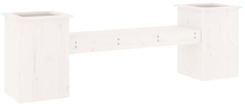 vidaXL Banco con Jardineras, Banca Decorativa con Macetas, Mueble para Flores Plantas, Asiento para Jardín Parque, Madera de Pino Blanco