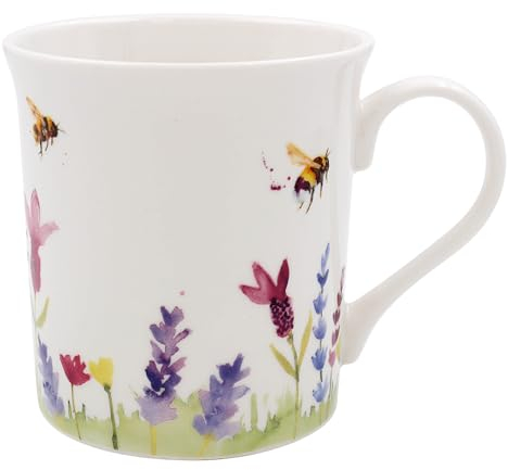 Lesser & Pavey British Designed Coffee Mug | Ceramic Coffee Mugs for Home or Work | Large Mugs for Hot Drinks | Lavender & Bees 2 Tea and Coffee Cups - Jennifer Rose Gallery