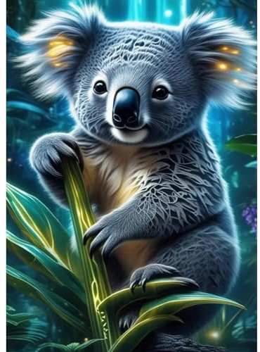DAERLE Diamond Painting Koala Baby, Diamant Painting Bilder Niedlicher Koala, DIY Diamant Vollbild, Malen Nach Zahlen Erwachsene, Kinder, 5D Diamant Painting für Wand Dekoration 30x40cm