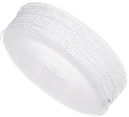 CoCud Hilo de Nylon Trenzado, Diámetro de 2mm, Longitud de 13m (43 pies), Cordón Resistente de Nylon Blanco - (Aplicaciones: para Manualidades DIY)