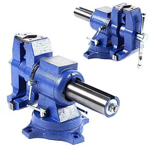 Tornillo de banco giratorio y pinzable de 4 pulgadas, ancho total: 100 mm, tornillo de banco profesional multifuncional, rotación de dos ejes de 360 grados, mordazas de acero de alta calidad