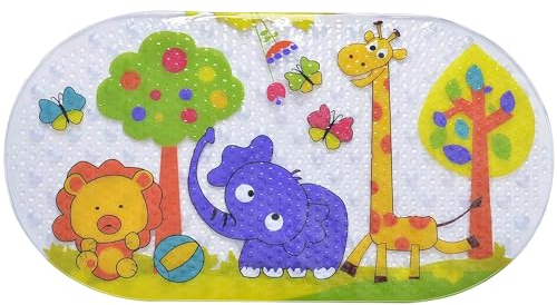 Non-Slip Bathroom Mat With Cartoon Giraffe Pattern - Anti-Mould Bath Mat for Children - 70 * 40cm With Suction Cups and Air Vent - Machine Washable