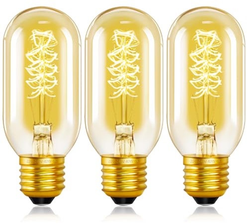 SCNNC Ampoule Edison E27 Vintage T45 Dimmable 220V, Ampoule Filament E27 Vintage Blanc Chaud 2200K, Verre Ambree Ampoule Décorative Rétro E27 T45 pour Café Bar Restaurant, Lot de 3