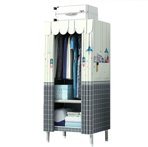 Klappbarer Kleiderschrank 66 x 45 x 170 cm, Segeltuch-Kleiderschrank, tragbarer Kleiderschrank, Lagerschrank aus Stahlgewebe, multifunktionaler Kleiderschrank mit großer Kapazität