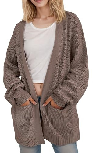 Jhsnjnr Women's Casual Oversized Long Sleeve Cardigans Chunky Knitted Open Front Sweaters Outwear