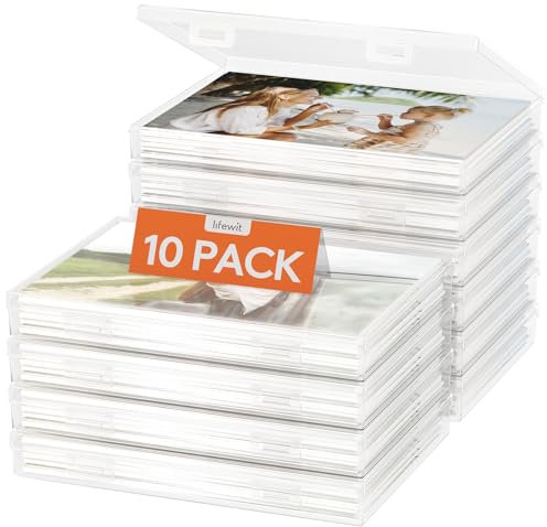 Lifewit Fotoaufbewahrungsbox 13 x 18 cm Fotoetui, 10 innere Fotohalter, durchsichtige Fotoboxen zur Aufbewahrung, Foto-Organizer aus Kunststoff für Saatgut, Karten, Handwerk, Aufkleber