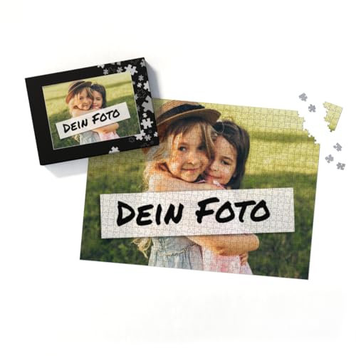 Fotopuzzle mit eigenem Bild - Puzzle selbst gestalten 1000 Teile Quer - Schachtel Puzzleteile schwarz - mit Foto personalisiert - Geschenk Geburtstag