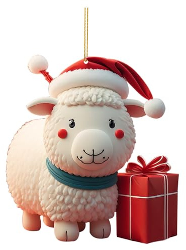 Weihnachten Dekor Schaf-Anhänger Weihnachtsbaumschmuck 2D Acryl Anhänger Weinachtsdekorationen Weihnachtsbaum Dekorationen Christmas deko baumschmuck Weihnachtsdeko für Urlaub, Party (C, One Size)
