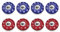 Shuffleboard-Pucks-Set, 58 mm, Shuffleboard-Pucks, Mini-Shuffleboard-Pucks, Ausrüstung für Familienspaß, Heimspiel, Rot und Blau